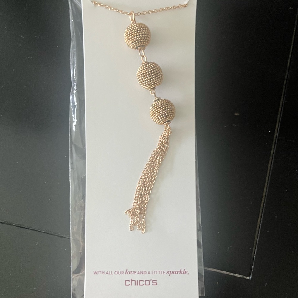 Chico's Elegant Gold Ball Tassel Necklace